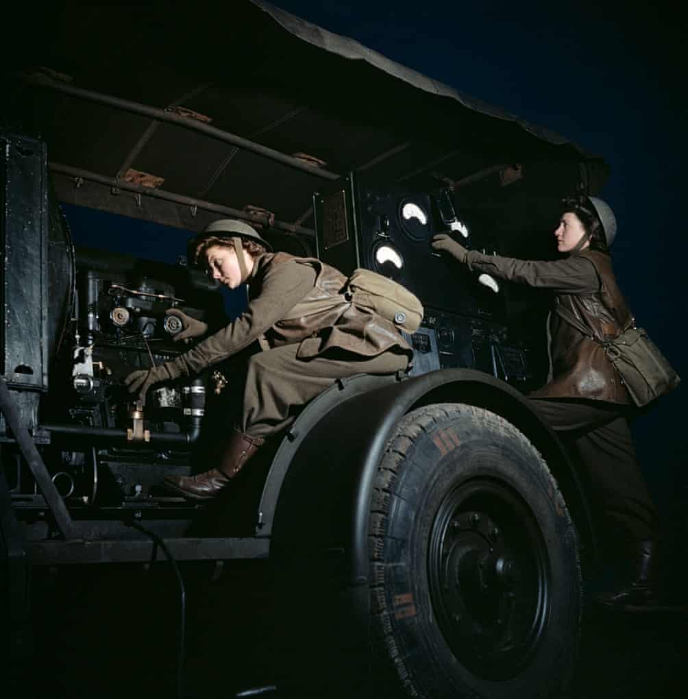 ‘ATS girls’ operate a mobile power plant on an anti-aircraft gun site at night.jpeg