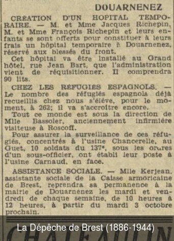 DEPECHE DE BREST 1939 HOPITAL RICHEPIN DOUARNENEZ.jpg