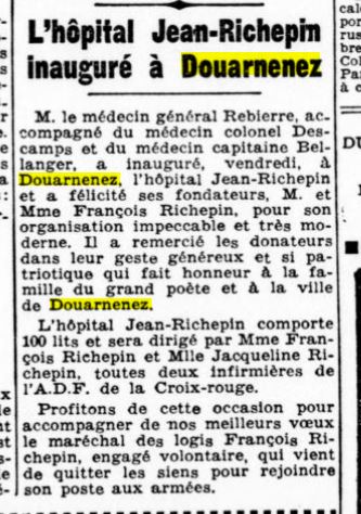 INAUGURATION HOPITAL JEAN RICHEPIN A DOUARNENEZ 9 NOVEMBRE 1939 LE JOUR.JPG
